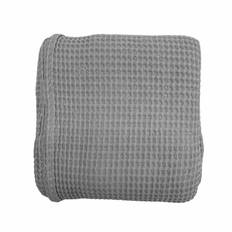 Singel ett grått våfflat överkast i bomull till enkelsäng i mått 180 x 250 cm, från Noble house.