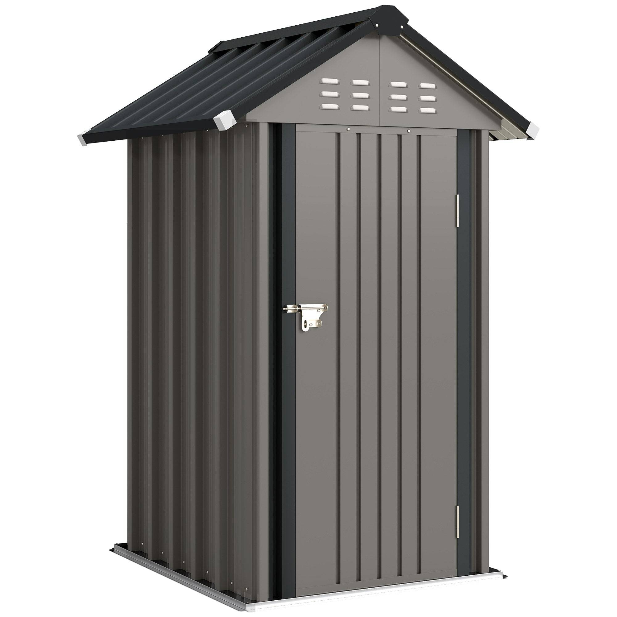 Metalhaveskur, 1,17 mÂ², redskabsskur med skråtag, ventilation, lås, handsker, 122 x 121 x 192 cm