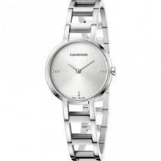 Calvin Klein, Accessoarer , Dam, ONE Size, Quartz Damklocka med Silverurtavla och Stenutsmyckning