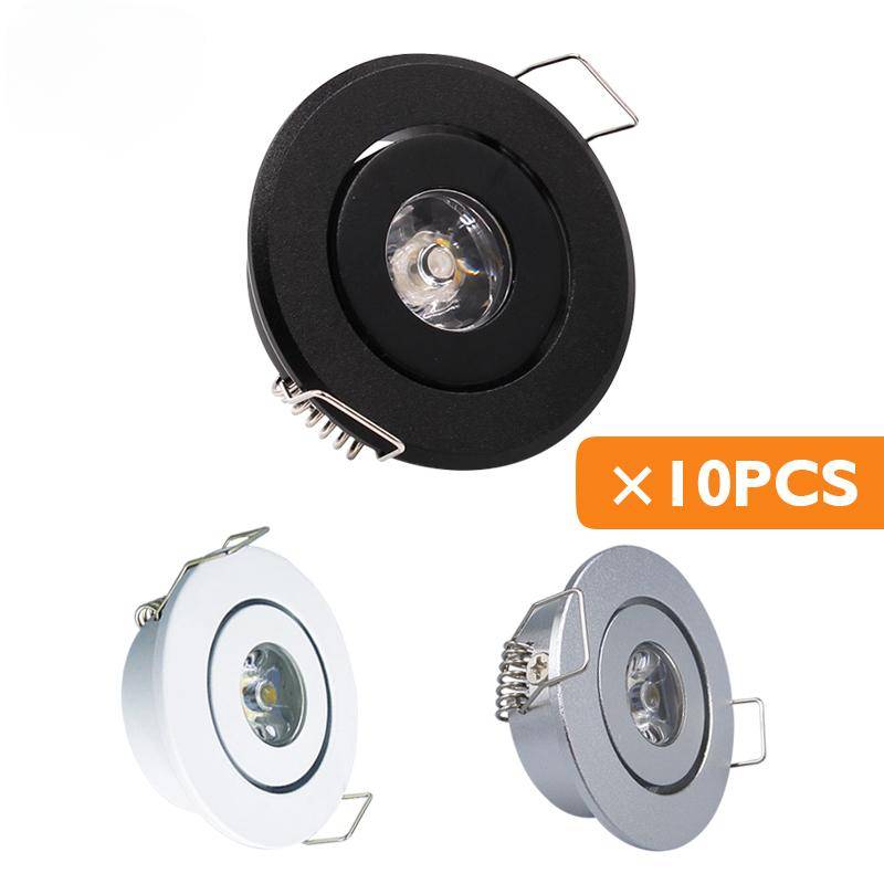 10st LED Mini Downlight 3W 1W 85-265V Spotljus Taklampa Dimbar 110V 220V Embed Vit Svart Silver Inklusive Drive