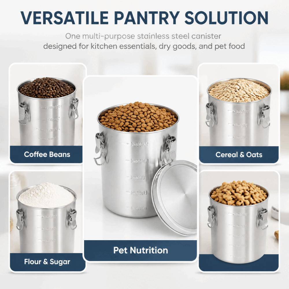 Silver Food Storage Containers Airtight With Lid Cat Food Container Dog Food Bin  Pet Food Storage