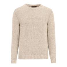 Oscar Jacobson, Stickade tröjor & koftor, Herr, XL, Bomull, Elegant Beige Rundhals Tröja - beige (XL)