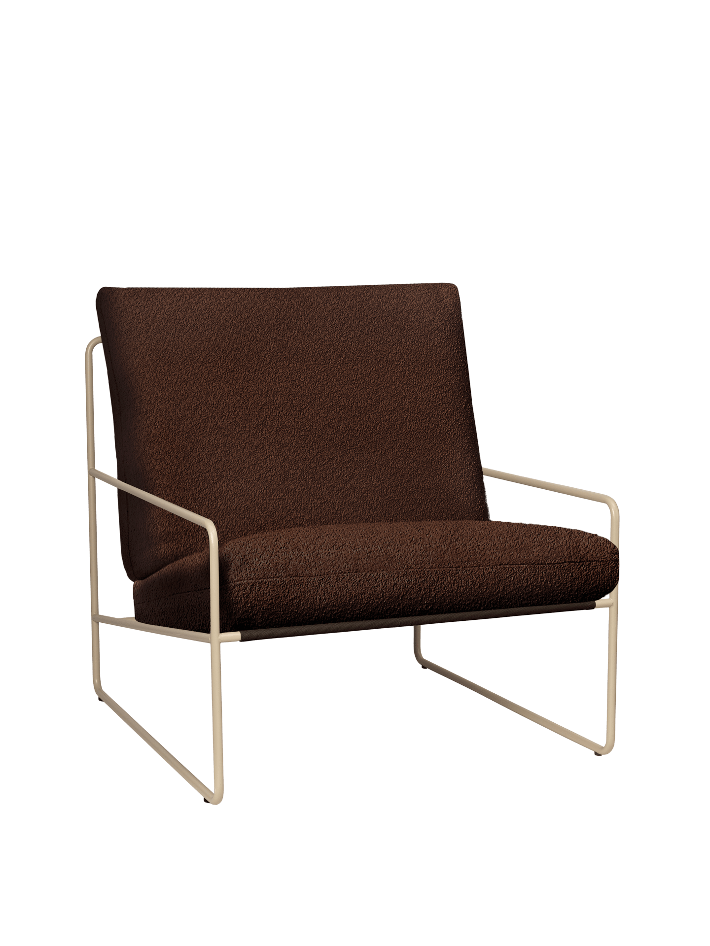 Desert 1-Seater udendørs lænestol fra Ferm Living Cashmere - Pure Bouclé - Chestnut - Jacobsen Plus