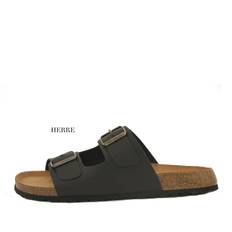 Skvulp 3005.S57 Sort Herresandal i Olieret Skind - 41 / BLACK