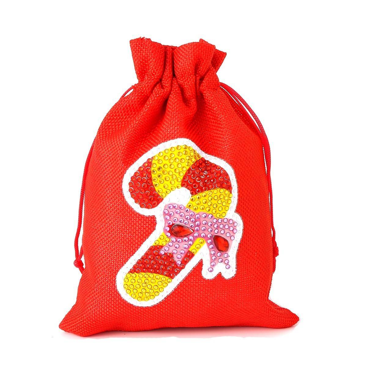 1set, Christmas Gift Diamond Painting Lucky Bag Christmas Linen DIY Point Diamond 5D Gift Bag Candy Bag, Handmade Products, Single Diamond By Yourself D