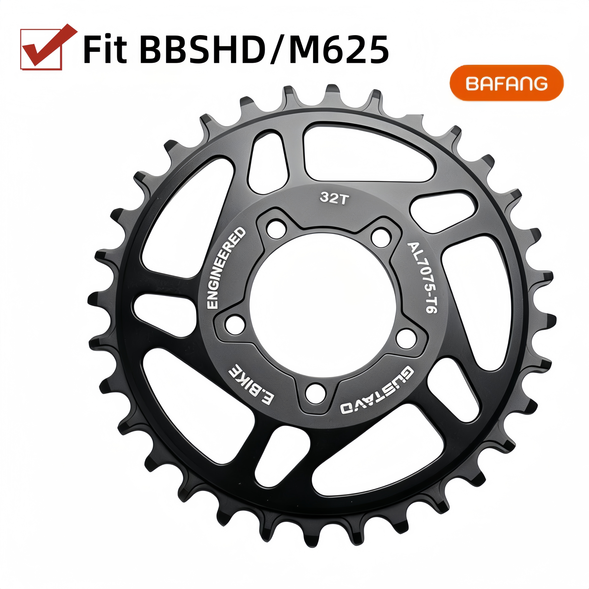 Electric Bicycle Chainring 8mm Offset Fits Bafang BBSHD M625 Mid Drive Motor Fat Bike E-bike Chain Ring 32T 34T 36T 38T
