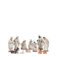 Julkrubba med 11 figurer krämfärgad