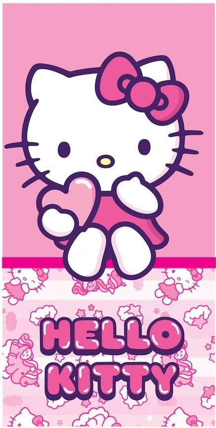 Hello Kitty Pinky Heart badhandduk, strandhandduk 70x140 cm (Fast Dry)
