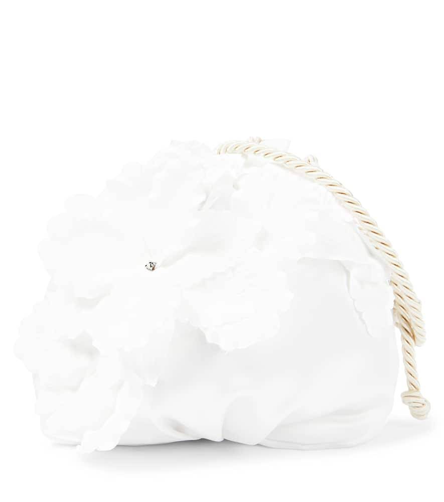 Monnalisa Clutch de satén con apliques florales - blanco - Talla Única
