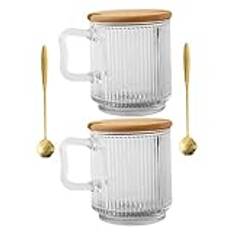 MAGICLULU 2 Set Lock Sked Vattenkopp Kontor Kaffemugg Handhållen Tekopp Genomskinlig Juice Kopp Glas Kaffemuggar Drickskopp Dryck Kopp Handhållen Vattenmugg Cocktailkopp Glas Mjölkkopp