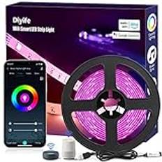 Diyife® WiFi LED Strip [App/Speaker Control], 3M RGB LED Strip, 90 LED Cuttable Light Strip med Timerfunktion, Musik- och Röstsynkronisering till TV, Fest, Kök, Spelrum [Energiklass A+++]