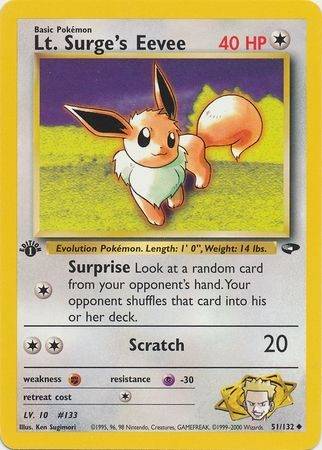 Lt. Surge's Eevee - 51/132 - 1st Edition - Let Brugt (LP).