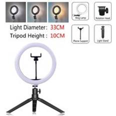 Dimbar led ringljus med stativ usb ring lampa fotografering selfie ljus ring stativ med lampa ringlight ring light tripod wit - Rlampa 001-33cm-t10