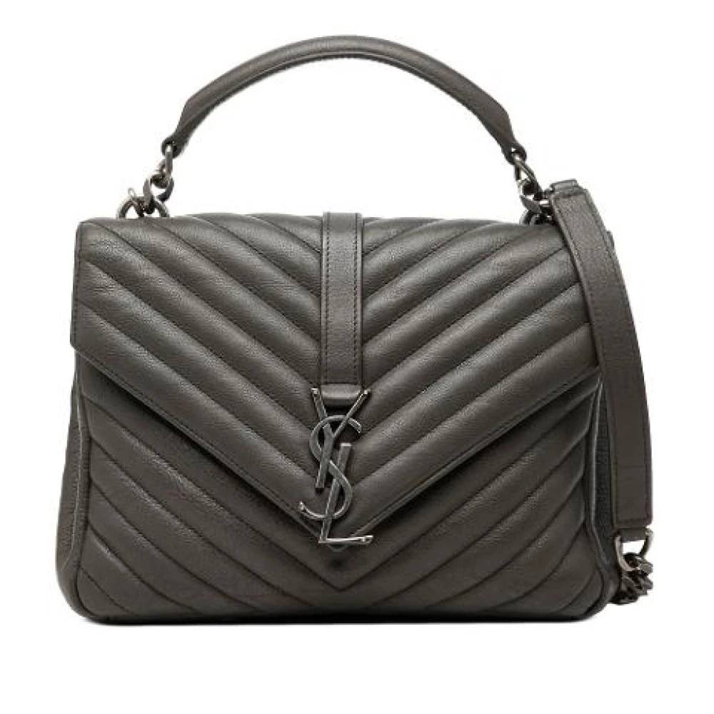 Yves Saint Laurent Vintage Pre-owned College Satchel - Vintage - Dame - Grå - ONE SIZE - Uld