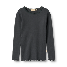 Reese Rib Langærmet T-shirt, Night, 104 cm