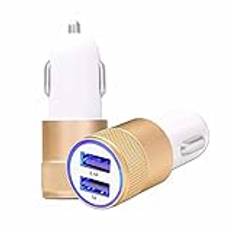 Gold Gold Dual Port Ultra Snabb USB X2 Car Charger 12/24V ** CE-standard** Xiaomi Civi 4 Pro kompatibel