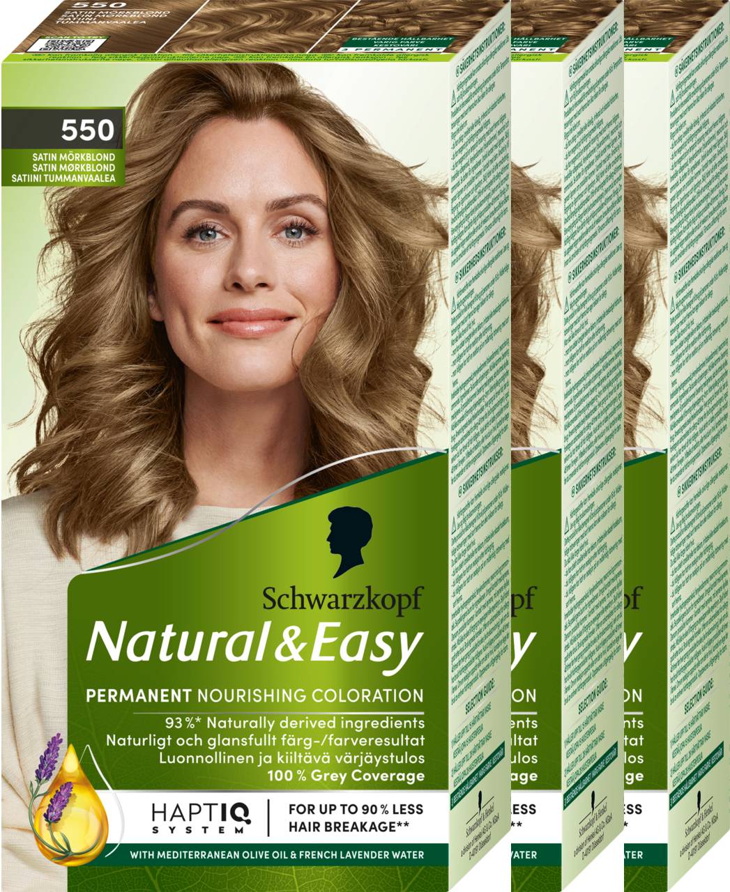 Schwarzkopf Schwarzkopf Natural&Easy 550 Satin Mörkblond 3-pack
