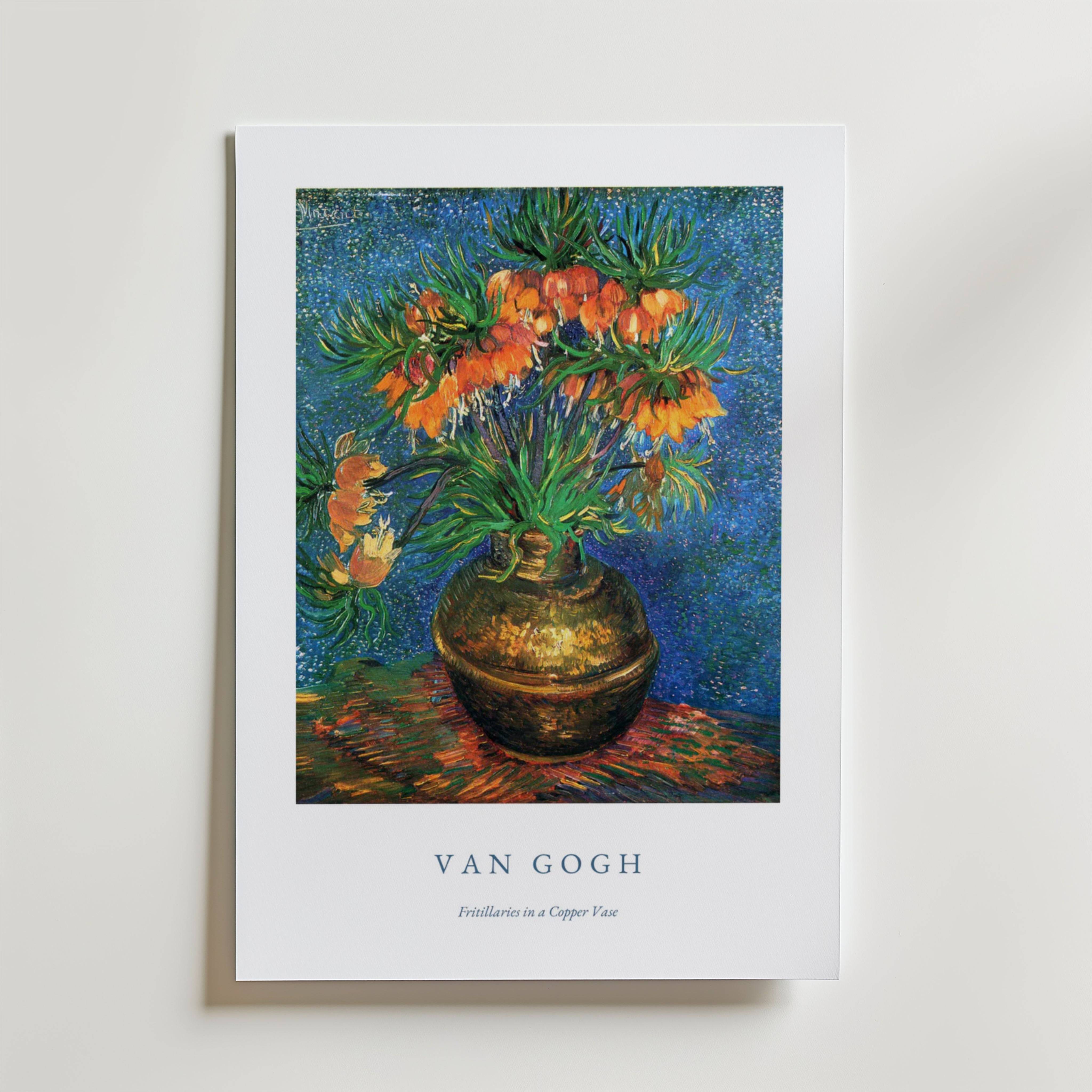 Van Gogh Fritillaries In A Copper Vase Poster - Fine Art Poster 30x40 cm Med passepartout