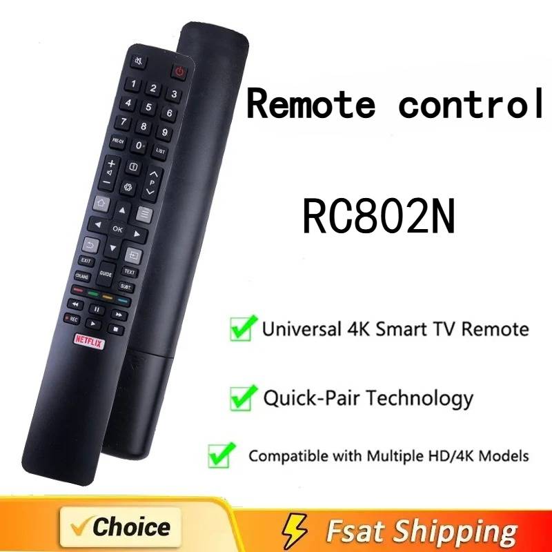 Universal Replacement FOR TCL TV Remote Control RC802N For TCL Smart TV Remote Control 4K LCD LED TV with NETFLIX Button