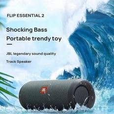 FLIP ESSENTIAL 2 Bluetooth-högtalare, miniportabel, subwoofer, stereo, lång batteritid, utomhuscamping, vattentät högtalare, universal för mobiltelefo - Svart (En-Storlek)