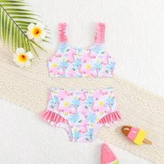Baby/Babyflicka Baddräktsset med flamingotryck, söt för badning - Multifärgad (6-9M,9-12M,12-18M,18-24M,2-3Y)