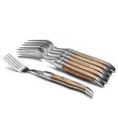Laguiole Steakgafler – skaft af natur zebratræ – brun 6 stk.