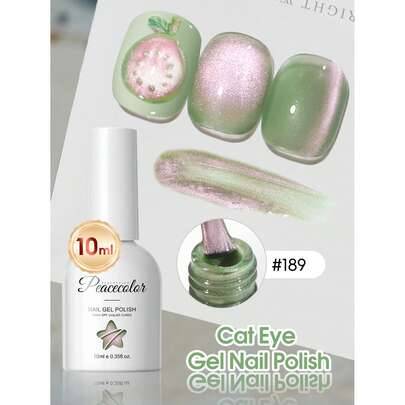 PEACECOLOR 1 flaska cat eye gel nagellack, sommar dejt natt gel manikyr grönt böljande cat eye magnetiskt gel nagellack, lämplig för UV LED hem DIY ma - Multifärgad