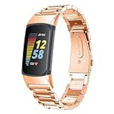 Chofit remmar kompatibla med Fitbit Charge 6 rem, metall rostfritt stål ersättningsband affärsarmband för laddning 6, 190 millimeters, Guld, rostfritt stål, silver