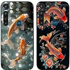 2-pack Lucky Koi Fish tryckt TPU gel silikon smal baksida telefonfodral skydd (för Motorola Moto G8 Power)