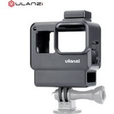 Ulanzi v2 vlog actionkamerafodral för gopro hero 7 6 5 svart med kallskofäste för extern mikrofon+pro 3.5mm mikrofonadapter - Kamerabur