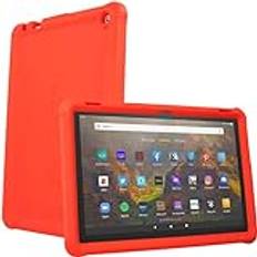 TECHGEAR Stötfångarfodral passar alla nya Amazon Fire HD 10 tum/HD 10 barn 13:e generationen/2023, robust stötsäkert mjukt silikon enkelt greppfodral med skärmskydd [röd] – barn- och skolvänligt