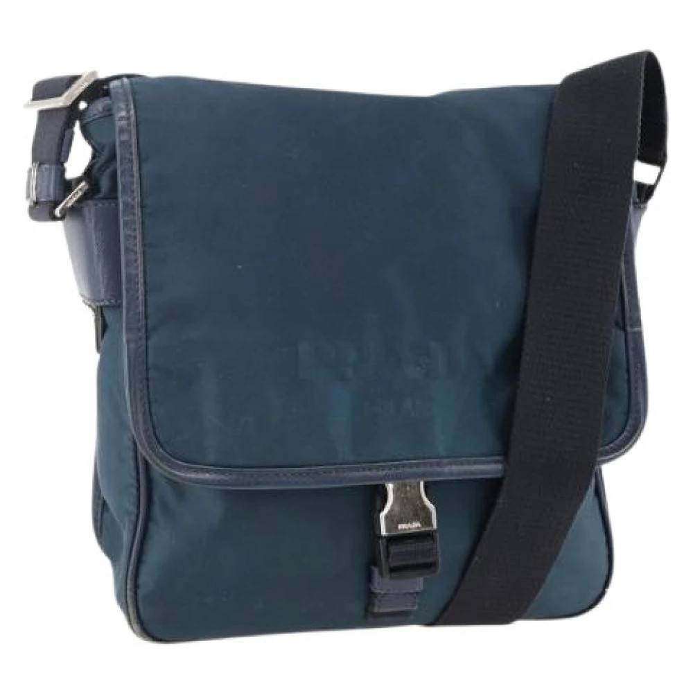 Prada Vintage Pre-owned Vintage Nylon Skuldertaske - Vintage - Dame - Blå - ONE SIZE - Uld