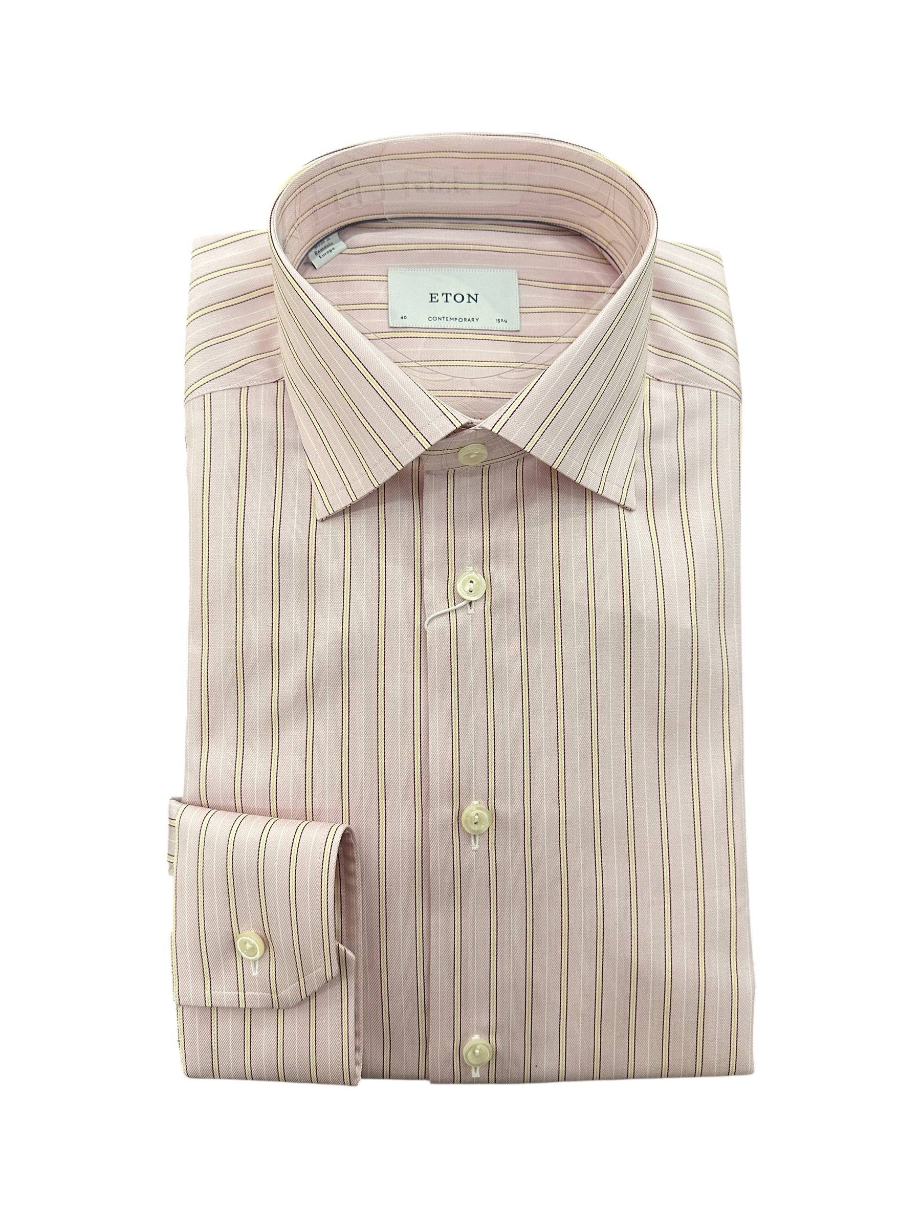 PINK STRIPED SIGNATURE TWILL SHIRT / CONTEMP. FIT - PINK STRIPED / 42