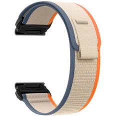 ZoRoll 26 mm QuickFit armband för Garmin Fenix 8 51 mm/Fenix 7X Pro/7X/6X/5X/5X Plus, mjukt elastiskt nylonarmband för Garmin Enduro 3/Enduro/Tacx 7 AMOLED/Epix Pro 51 mm - Orange och beige