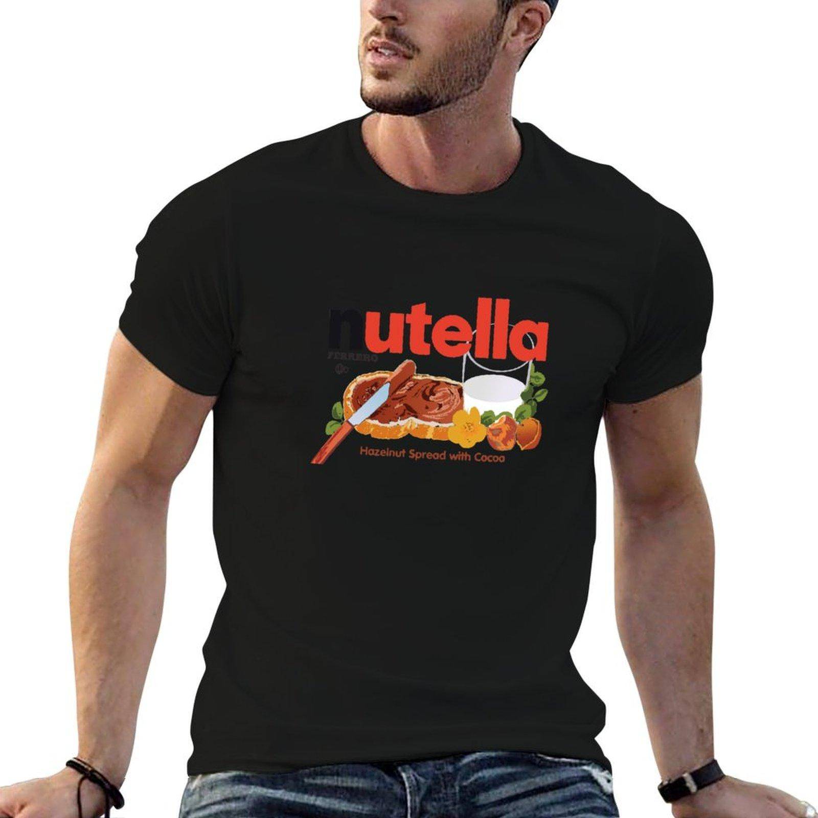 Ikonisk Nutella Hasselnöt Kakao Smörgåspålägg Design T-shirt Kraftig Vardaglig Arbets T-shirt cm black
