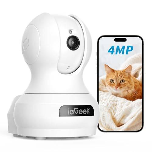 ieGeek Pet Camera, Surveillance Camera with 2.4Ghz and 5Ghz WiFi, 4MP Infrared Night Vision, Auto Tracking, 360° PTZ Function, Remote Control, 24/7 Re