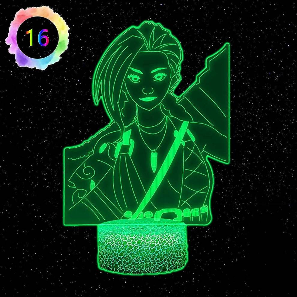 Nattlampor för pojkar sovrum Jinx Arcane Night Light 16 färgförändring med fjärrkontroll Julklappar