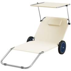 Set med 2 hopfällbara solstolar, trädgårdsstolar med kuddtak, rullstolar med justerbart ryggstöd, väderbeständiga campingstolar,