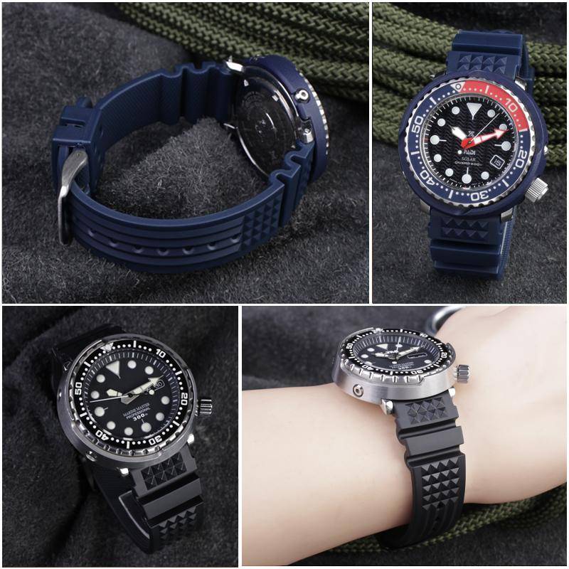 Våffelarmband för Seiko PROSPEX SKX007 Water Ghost 20mm 22mm Abalone Small MM Silikon Herr Dykare Sport gummiurarmband