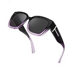 SIPHEW Fit Over solglasögon män kvinnor polariserade, bär över glasögon solglasögon damer solglasögon för körning promenader sport UV400-skydd, A04 – Gradient lila ram – svart lins