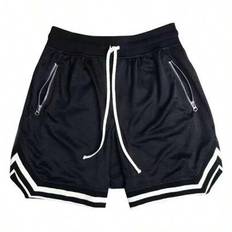 1 st sommar nya herrsportshorts, casual, träningsshorts, tröja, dragkedja, gymkläder herr, dragsko i midjan, basketshorts, elastiska lätta mjukisbyxor - Svart (L,M,S,XL,XXL,XXXL)