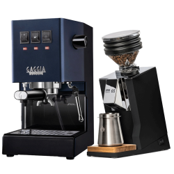 Gaggia Classic E24 Blå Espressomaskin Inkl. Eureka Mignon Zero 65 Speedy Espressokvarn
