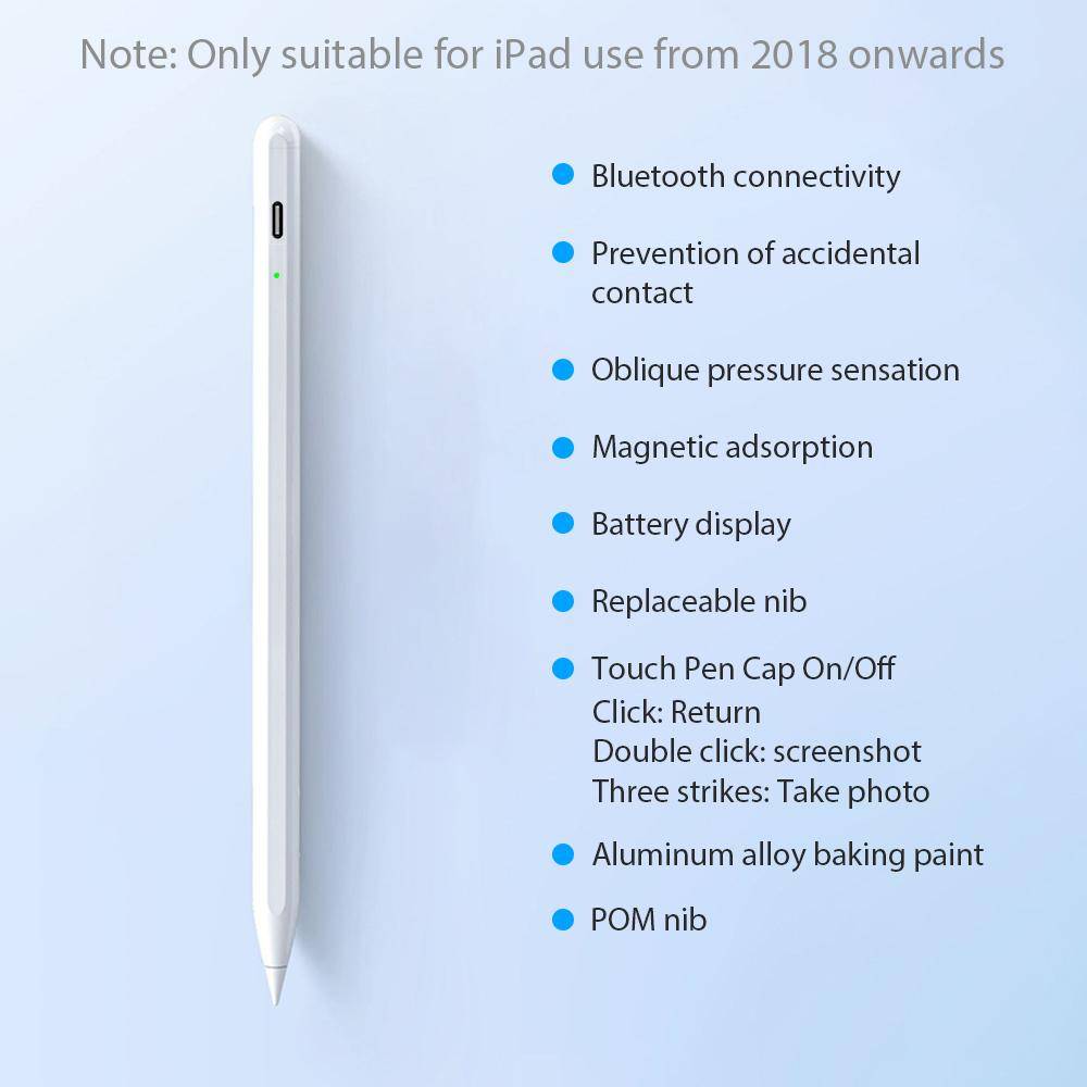 För Apple Pencil För iPad Air 11 M4 M3 M2 5 4 A16 Pro 13 11:e M5 12.9 Styluspenna 10 9 9:e 10:e Gen Mini 6 7 Bluetooth Pekpennor