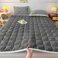1pc Charcoal Gray Taffeta Texture Single Mattress Pad, Washable Bedroom Bed Protector Mat, Suitable For Men And Women Dorm - Dark Grey - Multi-size