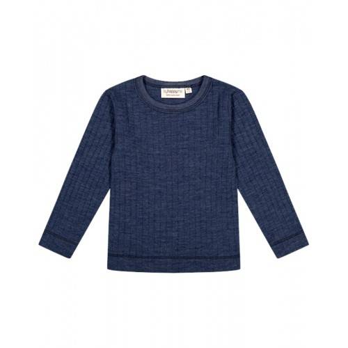 Langærmet T-shirt I 100% Merino Uld, Oeko-texÂ® 92 Navy Melange