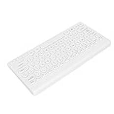 Jectse Trådlöst tangentbord, 78-tangentbord, bärbar dator med USB-mottagare, ergonomiska runda tangentbord, för bärbar dator, hemmakontor (vit)