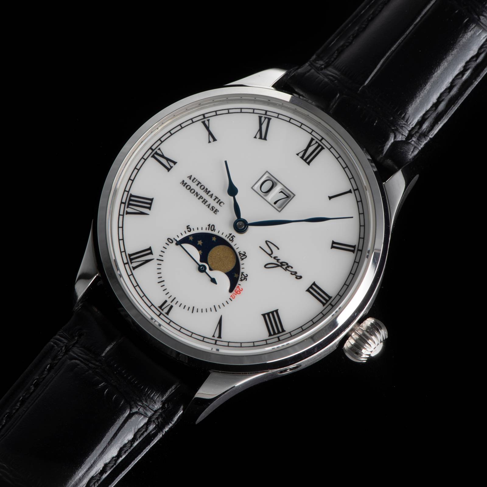 Sugess Watch Tianjin ST25 Automatic Mechanical Movement Real Moonphase Men Watches Luxury Wristwatch Retro Reloj Hombre Sapphire