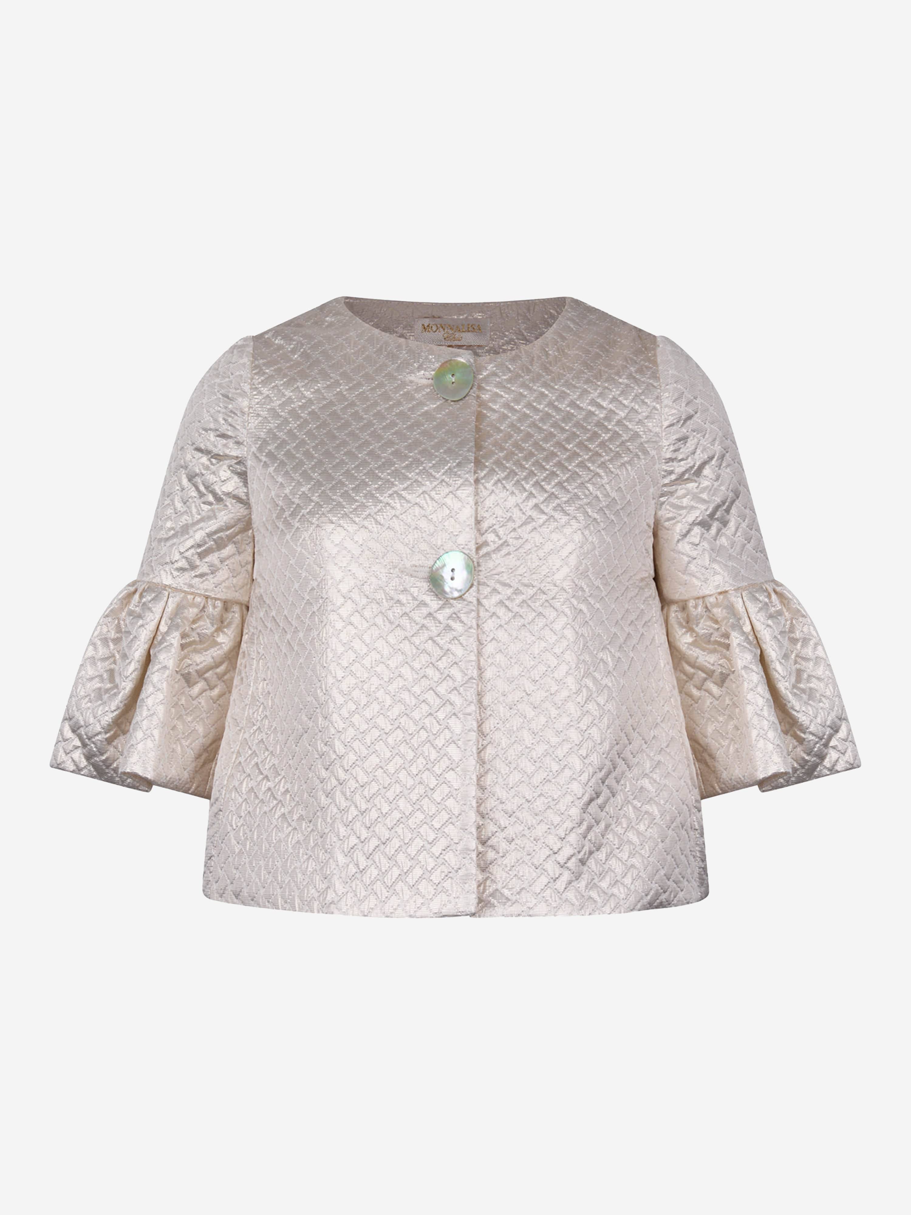 Monnalisa Girls Jacket - Metallic Quilted Jacket - Gold / 12 Yrs (12 Yrs)