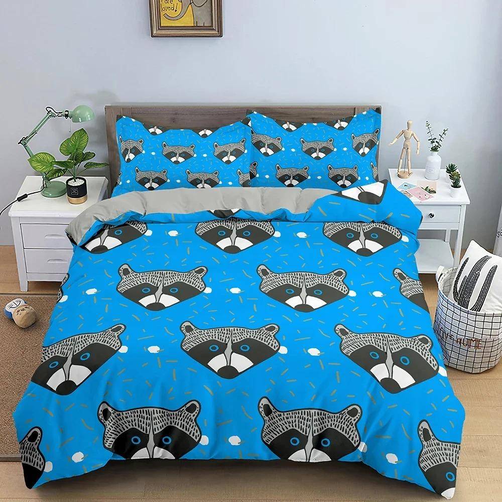 Djur Tvättbjörn Sängklädesset Pojkar Flickor Enkelsäng Queen Size Påslakan Örngott Säng Barn Vuxen Mode Hemtextil US Twin 173x218cm