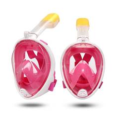 Full Face Dykkermaske med snorkel samt holder til aktivitetskamera. Pink. S/M